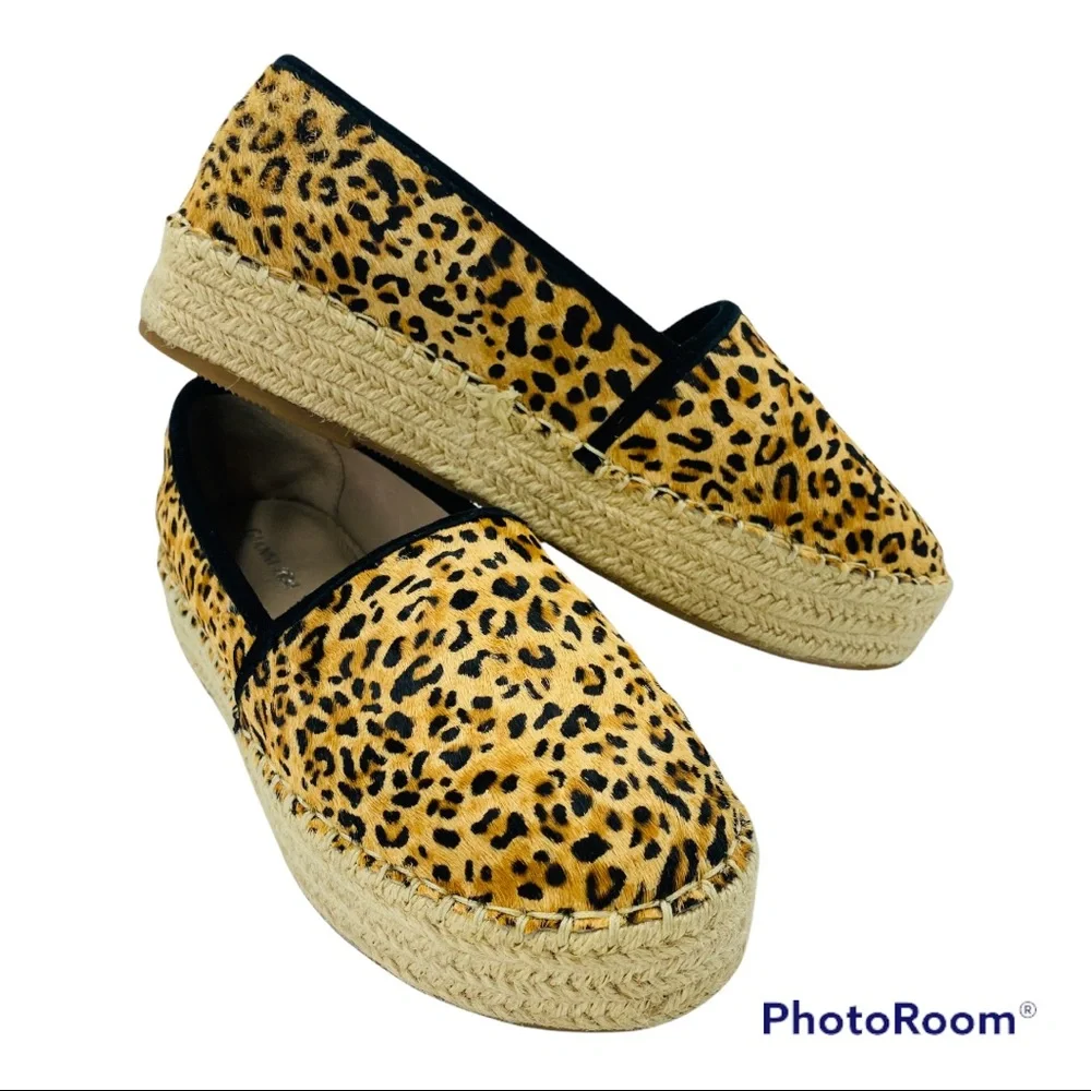 - Gianni Bini Leopard Leather Calfhair Espadrilles Bruxiethree Natural/Bla…